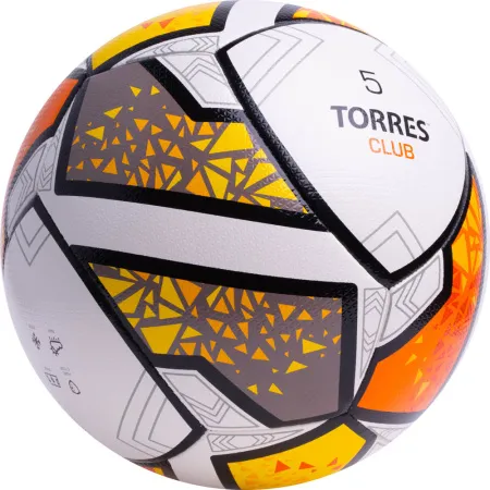 Мяч футб. TORRES Club, F323965, р.5, 10 пан., ПУ, гибрид. сшив, бел-оранж-желт за 2&nbsp;225.30 ₽ купить в Воронеже
